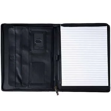 Alpine Swiss Leather Portfolio - Professional Writing Pad