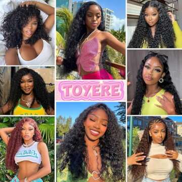 TOYERE 30 Inch Deep Wave Lace Front Wigs Human Hair 200 Density 13x6 HD Transparent Lace Frontal Deep Wave Wig Human Hair Pre Plucked with Baby Hair Glueless Deep Curly Wigs for Women