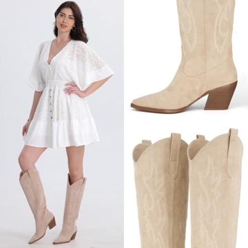 Embroidered Cowgirl Boots Comfortable Block Heel iiimmu