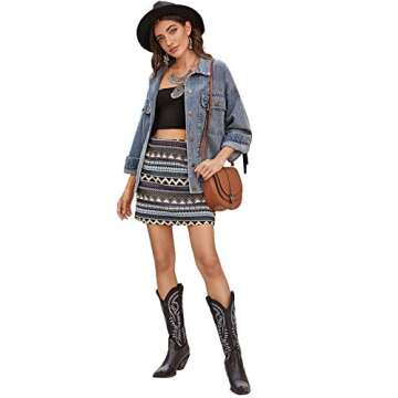 Stylish Floerns Ethnic Embroidered Denim Jacket for Women