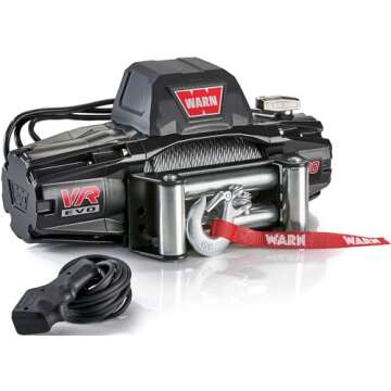 WARN 103252 VR EVO 10 Electric 12V DC Winch with Steel Cable Wire Rope: 3/8" Diameter x 90' Length, 5 Ton (10,000 lb) Pulling Capacity