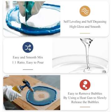 Epoxy Resin, 64OZ Resin Kit, Epoxy Resin Crystal Clear, Not Yellowing and No Bubble Self Leveling Easy Mix 1:1 Casting & Coating for DIY Jewelry Making of The Art Resin & Epoxy Resin (64oz)