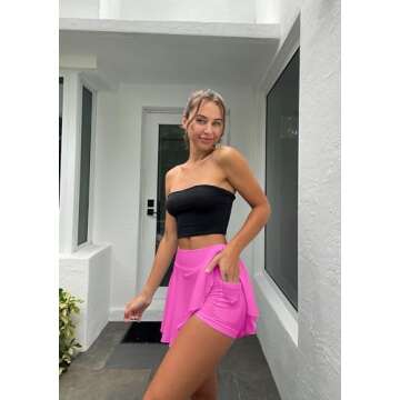 OQQ Women 2 Piece Flowy Mini Skirts - Casual & Versatile