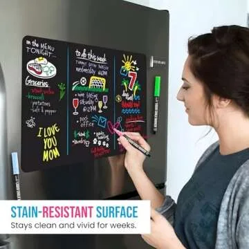 Cinch! 12x8-Inch Fridge Magnetic Whiteboard with 4 Neon Markers and Eraser - Magnetic Refrigerator Dry Erase Board Organizer - Strong Magnetic Backing for Easy Organization of Notes, Lists, and Plans