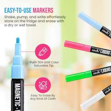 Cinch! 12x8-Inch Fridge Magnetic Whiteboard with 4 Neon Markers and Eraser - Magnetic Refrigerator Dry Erase Board Organizer - Strong Magnetic Backing for Easy Organization of Notes, Lists, and Plans