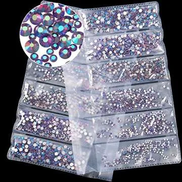 Bememo 3456 Pcs Crystals Diamond Rhinestones AB Clear Flat Back Round Gems Flatback Glass Mixed Size Crystals Gems for Crafts Clothes Shoes Makeup Bags Decor, 6 Sizes(Amethyst)