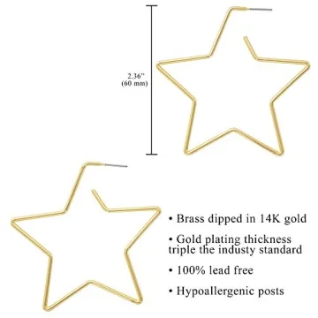 14K Gold Dipped Star Hoop Earrings for Everyday Elegance