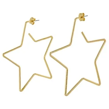 14K Gold Dipped Star Hoop Earrings for Everyday Elegance