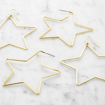 14K Gold Dipped Star Hoop Earrings for Everyday Elegance