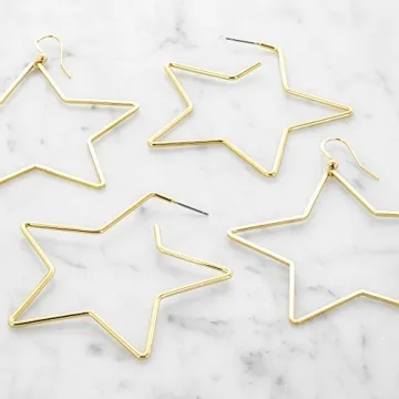 14K Gold Dipped Star Hoop Earrings for Everyday Elegance