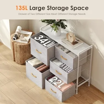 Stylish ROMOON 5-Drawer Dresser for Space Saving