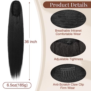 FLUFYMOOZ 36 Inch Ponytail Extension for Instant Style Upgrade