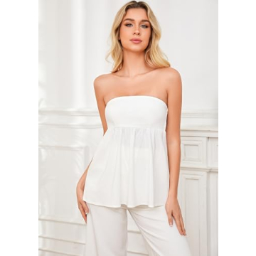 Stylish Ythomm Ruffle Hem Bandeau Tube Tops for Women