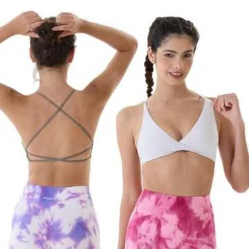 AUROLA Venus Sports Bras for Women Backless Strappy Workout Bra Removable Padded Low Support Gym Althletic Fitness Yoga Crop Top, White, XS