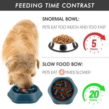 DPOEGTS Slow Feeder Dog Bowl, Puzzle Dog Food Bowl Anti-Gulping Interactive Dog Bowl and Water Dog Bowl for Small/Medium Sized Dogs (Blue, Bone)