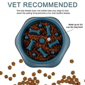 DPOEGTS Slow Feeder Dog Bowl, Puzzle Dog Food Bowl Anti-Gulping Interactive Dog Bowl and Water Dog Bowl for Small/Medium Sized Dogs (Blue, Bone)