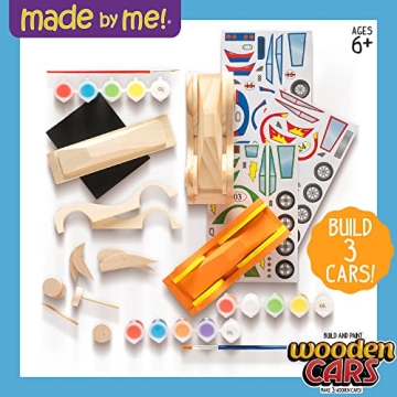 Build & Paint Your Own Wooden Cars Craft Kit for Kids