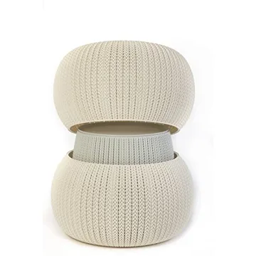 Keter Urban Knit Pouf Ottoman Set with Storage Table