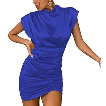 LYANER Satin Silk Ruched Mini Dress for Women