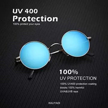 KALIYADI Round Polarized Sunglasses for Men Women Retro Metal Hippie Circle Style Sun Glasses UV Protection (3 Pack) 47mm
