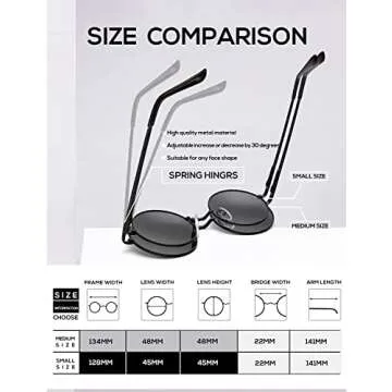 KALIYADI Round Polarized Sunglasses for Men Women Retro Metal Hippie Circle Style Sun Glasses UV Protection (3 Pack) 47mm