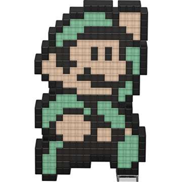 PDP Pixel Pals Nintendo Super Mario 3 Luigi Collectible Lighted Figure, 878-032-NA-LM3
