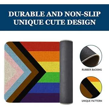 Mloabuc Progress Pride Door Mat 30x17 Inch Outdoor Indoor Community Support Gay Pride Rainbow Welcome Entrance Floor Mats