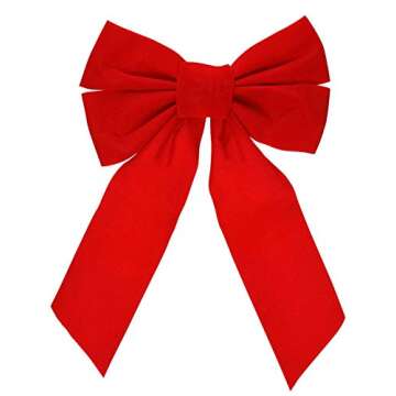 Set of 10 Red Velvet Christmas Wreath Bows, 9"x13" - For Garland, Gifts, Parties - Indoor/Outdoor Ho...
