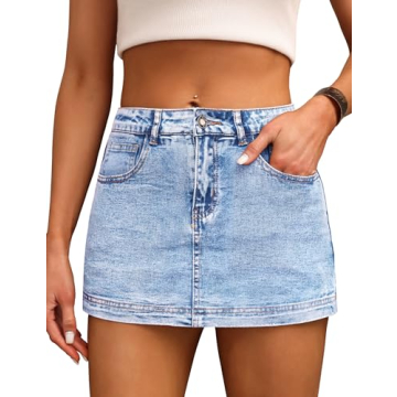 BISUAL Denim Skort for Women High Waist Mini Denim Skirt Casual Stretch Women Jean Skirt with Pocket...