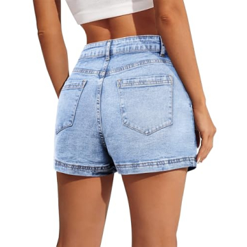 BISUAL Women’s High Waist Denim Skort with Shorts and Pockets