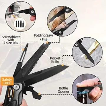 Stocking Stuffers for Men, Hammer Multitool 15 in 1 Christmas White Elephant Birthday Gifts for Men Dad Husband Boyfriend Camping Accessories Survival Gear Multi Tool with Gift Box Unique Cool Gadgets