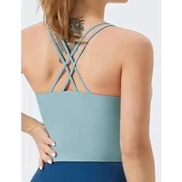 Cross Back Sports Bra for Workout & Casual Wear Denim Blue