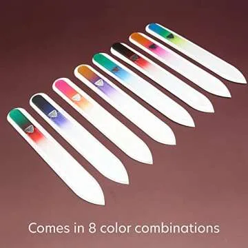 Bona Fide Beauty 8 Piece Glass Nail File Set - Crystal Files for Natural Nails with Sleeves (Multicolor)