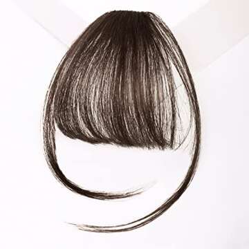 Bangs Hair Clip in Bangs for Women 100% Human Hair Wispy Bangs Fringe with Temples Hairpieces Clip o...