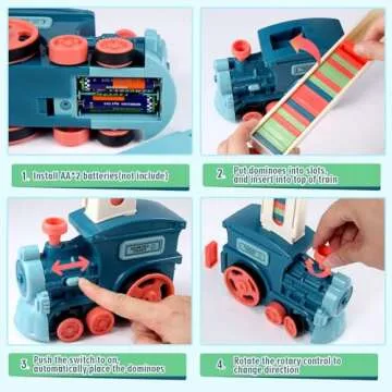 CLAPET Domino Train Sets Toys for Kids Ages 3-8, 120PCS STEM Building Montessori Toys Gifts for 4 5 6 7 Year Old Boys Girls Toddler