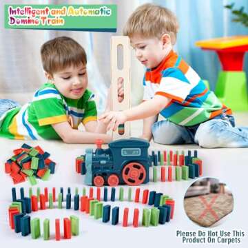 CLAPET Domino Train Sets Toys for Kids Ages 3-8, 120PCS STEM Building Montessori Toys Gifts for 4 5 6 7 Year Old Boys Girls Toddler