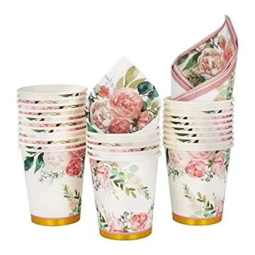 Boosolo Elegant Floral Party Supplies for 24 Guests