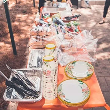 Boosolo Elegant Floral Party Supplies for 24 Guests