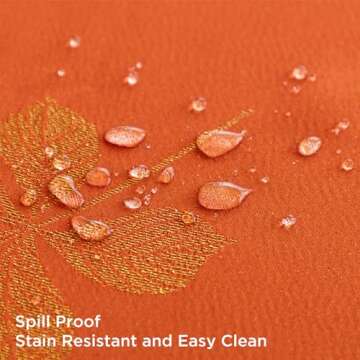 joycloth Fall Tablecloth Autumn Metallic Leaf Weaven Damask Farbric Tablecloths, Spillproof Easy Care Tablecover for Thanksgiving, Harvest, Gathering Party Decoration, Rust, 60 x 84 Inch