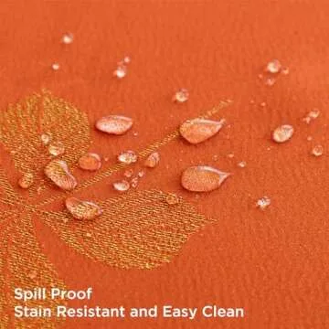 joycloth Fall Tablecloth Autumn Metallic Leaf Weaven Damask Farbric Tablecloths, Spillproof Easy Care Tablecover for Thanksgiving, Harvest, Gathering Party Decoration, Rust, 60 x 84 Inch