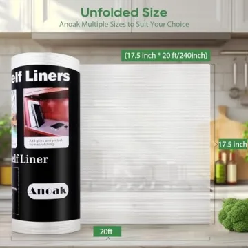 Anoak Non-Adhesive Washable Shelf Liner 17.5in x 20FT