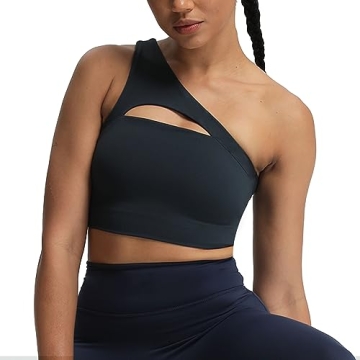 Aoxjox Women's Stylish One-Shoulder Sports Bra for Fitness