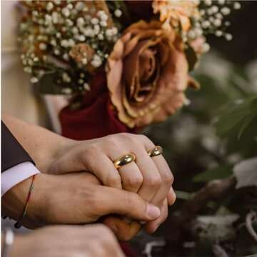 POWNOOL 18K Gold Plated Chunky Dome Ring for Women, Croissant Twisted Signet Braided Twisted Signet Puffy Dome CZ Stacking Thick Band Ring Star Statement Wedding Ring Jewelry