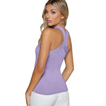 Verdusa Women's Casual Crisscross Sleeveless Form Fitting Tank Halter Top Lilac Purple L