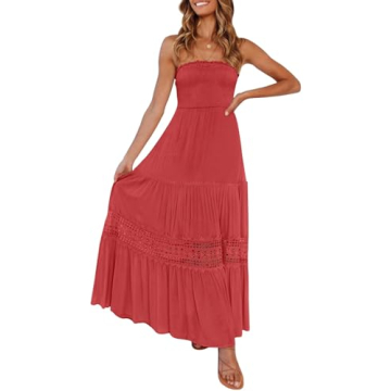 ZESICA Strapless Maxi Dress for Women - Elegant Summer Style