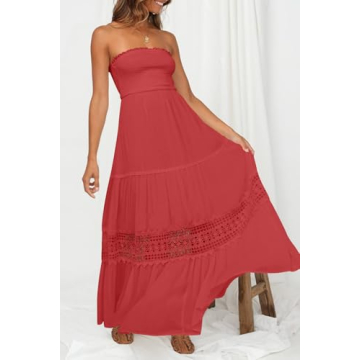 ZESICA Strapless Maxi Dress for Women - Elegant Summer Style