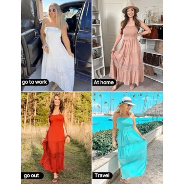 ZESICA Strapless Maxi Dress for Women - Elegant Summer Style