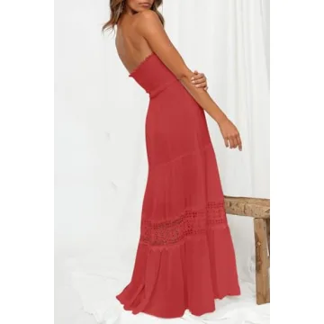 ZESICA Strapless Maxi Dress for Women - Elegant Summer Style