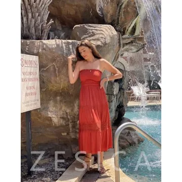 ZESICA Strapless Maxi Dress for Women - Elegant Summer Style