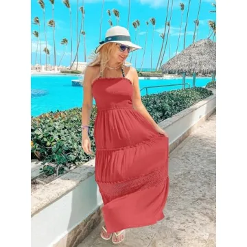 ZESICA Strapless Maxi Dress for Women - Elegant Summer Style